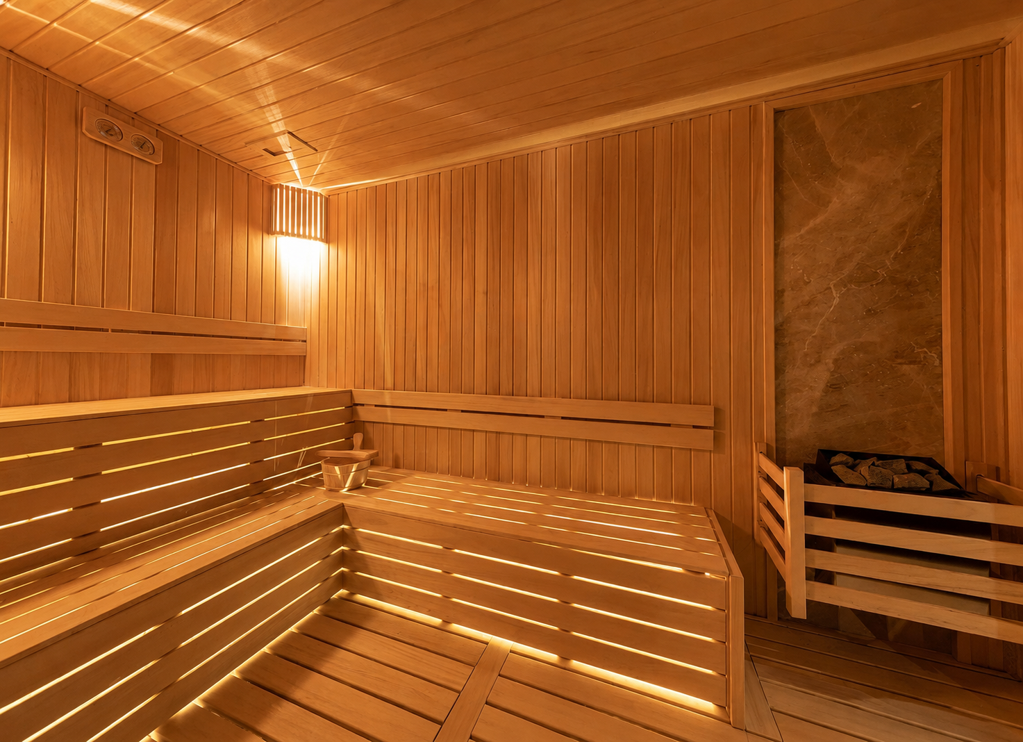 Sauna in a garden room, visualisation